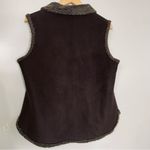 Orvis  Chocolate Brown Faux Suede Shearling Sherpa Vest‎ Toggle Closure Women M Photo 2