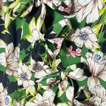 Le Superbe Gardenia Floral Midi Dress 4 Green Black Tie Front Slit Short Sleeve Photo 6