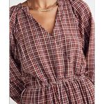 Madewell Seersucker Wrap Mini Dress in Dark Merlot Plaid Print Burgundy Red, XS Photo 5