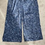 Athleta  Avenue Printed Wide Leg Crop Pants Pull On Travel Outdoor Allure Navy 8 Photo 3