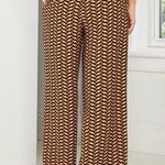 Who What Wear Geometric Print Pleated High Rise Wide Leg Pants Orange Black 6 Photo 1
