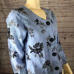 Habitat , clothes to live in blue floral linen button down blouse size xs Photo 3