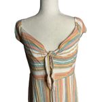 June and Hudson  Off the Shoulder Dress XL Multicolored Stripes Lined Tie Bust Zip Photo 1