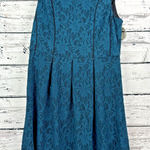 SL Fashions Teal Blue Lace Sleeveless Pleated A Photo 0