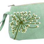 Red Blossom Embroidered Dandelion Wristlet Purse Green Photo 1