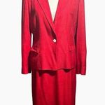 Harvé Benard Harve Benard Vintage Red Jacket Skirt Suit Set White Buttons Made In Italy Sz 12 Photo 0