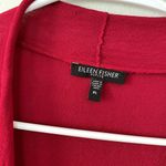 Eileen Fisher lightweight red cardigan knit classic comfortable style large Photo 2
