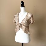 Le lis  | Animal Print Sheer Cropped Peplum Top Sz S Photo 2