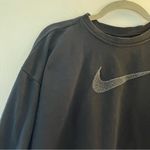 Nike  Sweatshirt Black Cropped Sweatshirt w/ Plush Fuzzy Tick Logo Sz M GUC Photo 4