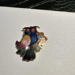Enamel In Cloisonné Style Brooch Pin Gold Tone Set Photo 1