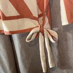 New York and Company Coral and Cream Striped Sweater Wrap Tie V Photo 9