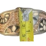 Vintage Crystal Rhinestone Clamper Bracelet Silver Tone Light Pink Boho Art Deco Photo 3