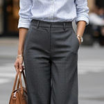 ZARA White and Blue Striped Button Down Shirt Photo 0