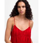 Madewell  Textured V-Neck Midi Dress Festival Red Size XS NWT Linen Cotton Luxe Photo 2