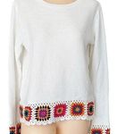 Joseph A . women indie crochet knit white multicolor sweater size S NWT $78 Photo 1