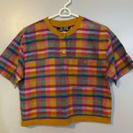 Vintage Retro Tartan Plaid Multicolored Crop Top Size Small Red Photo 0