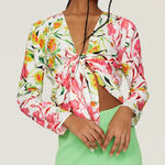 Milly  Nalia Tie Top white multi color floral girly size medium Photo 0