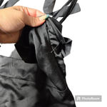 Lulus Black Tie Optional Satin Ruffled Midi Dress Photo 6