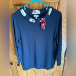 Talbots  Silk Scarf Sweater Size Medium Nautical 3/4 sleeve New NET Photo 1