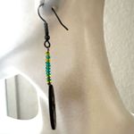 Green beaded Chinese coin earrings Photo 5