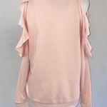 Central Park West New Ruffle Trim Cold Shoulder Sweatshirt Blush Pink Photo 10