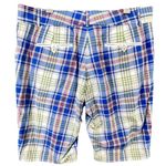 Peter Millar Bermuda Golf Shorts Women 12 Blue Plaid Cotton Casual Preppy Tennis Photo 4