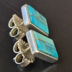 Vintage sterling silver turquoise sleeping beauty earrings Navajo Blue Photo 3