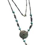 Avon Nina Ricci Y Necklace Collar Silver Tone Faux Turquoise Southwestern 16.5" Photo 0
