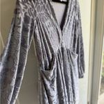 Free People  Gray Long Sleeve Velvet Pattern Dress Photo 1