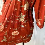 Vintage Handmade Floral Cotton Kimono Robe in Rust Orange Photo 4