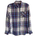 Gap  Soft Twill Green &‎ Purple White Check Lavender Plaid Flannel Top S Photo 6