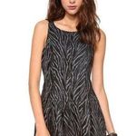 Free People  Chenille Zebra Print Drop Waist Dress in Black Grey Size 2 XS Photo 0