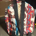 N Gil western Aztec backpack purse with cow hide canvas details Red Photo 2