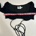 Princess Polly Black Long Sleeve Tie Front Crop Top Size 2 Y2K Party Photo 3