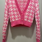 Nasty Gal Got Knit Right Barbiecore Pink & White Houndstooth Cropped Cardigan - S Photo 6