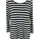 G.H. Bass & Co Womens Top Striped 3/4 Sleeve Black White Stretch Size S Photo 0