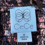 CeCe Black Floral Tiered Chiffon Long Sleeved Dress M Photo 9