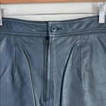 Vintage Genuine 100% Leather Midi Skirt Pencil 80s 90s Biker‎ Size 6 Black Photo 3