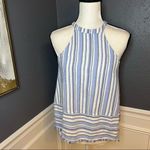 Cloth & Stone  Striped Blue Halter Tank Top Photo 4