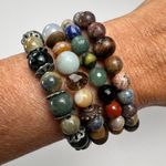Handmade Beaded Bracelet Quartet Earth Tones Mixed Metal Browns Greens Photo 3