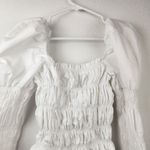 Caroline Constas Delilah Top White Size Large Long Sleeve Puff Shoulders Smocked Photo 5