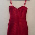 BCBGMAXAZRIA  Red Satin Strapless Mini Dress - Size 0 Photo 1