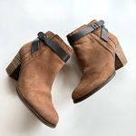 Franco Sarto Dotty Brown Leather Zip Chunky Heel Ankle Booties w/ Straps… Photo 1