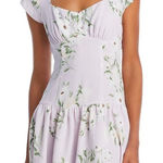 AQUA  Floral Print Mini Dress Square Neck Cap‎ Sleeve Party Cocktail XS Photo 0