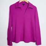 Talbots Ribbed Johnny Collar Sweatshirt In Wild Aster Size Medium Photo 1