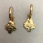 Christmas Tree Earrings Star Topper Gold Tone VTG Photo 2