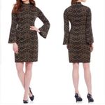 Alex Marie  Aly Sparkly black/Gold Lace Jacquard Bell Sleeve Dress sz 8 Photo 1