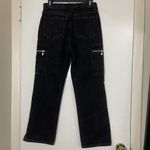 Vintage Action West Black washed High rise straight leg cargo jeans size 7 Photo 3