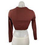 Gymshark  Brown Long Sleeve Crew Neck Logo Yoga Workout Athletic Crop Top Size M Photo 1