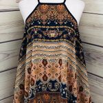 Romeo + Juliet Couture Navy & Brown Paisley Print Flowy Tank Top Photo 0